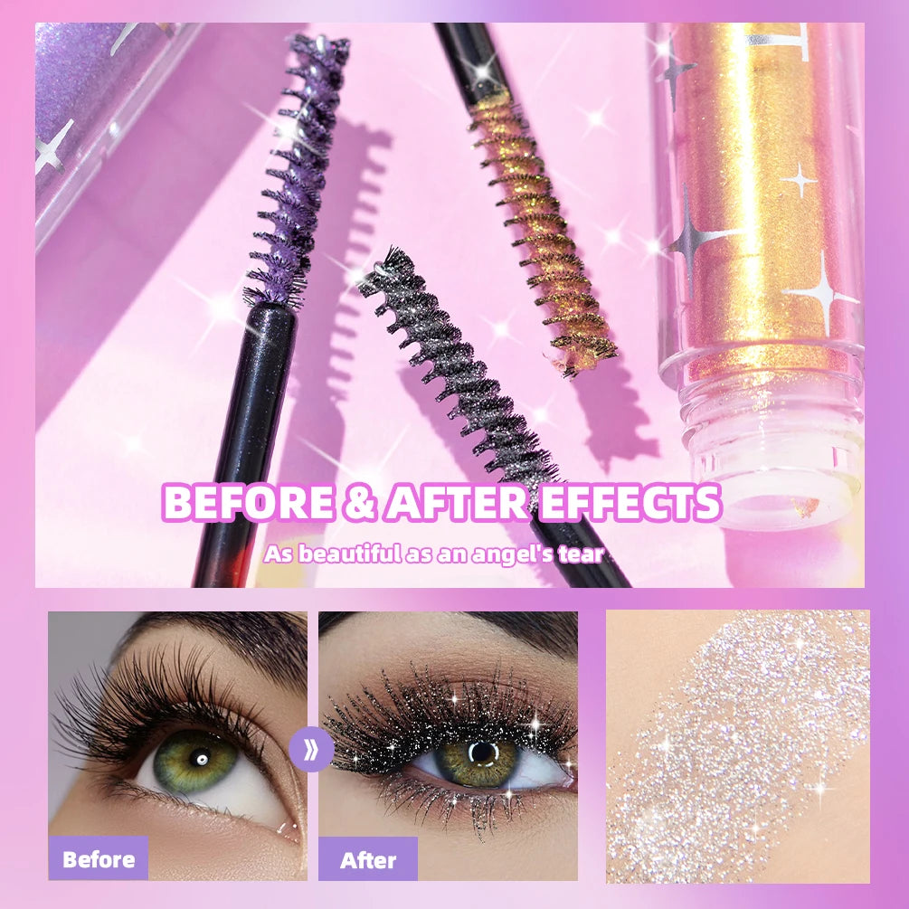 "Professional Diamond Glitter Mascara for Long-Lasting 3D Volume and Curling Effect"