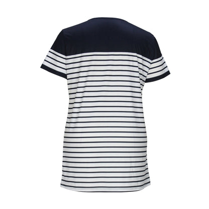 Simple Casual Style Classic Striped Regular Round Neck Short Sleeve One-step Short Skirt - Plush Fashions Shop 
