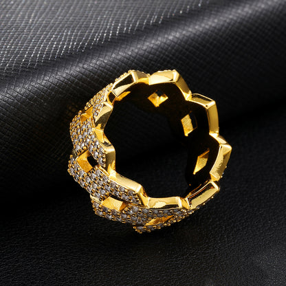 14K Gold Iced Out Prong Ring - Plush Fashions Shop 
