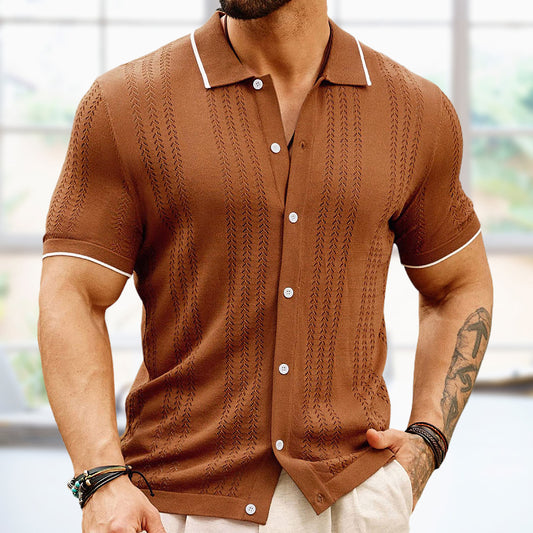 Short-sleeve Summer Button Up Lapel Fashion Businessmen's Clothing - Plush Fashions Shop 
