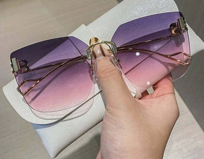 Vintage Brand Designer Sunglasses Womens 2021 Fashion Oversized Rimless Sun Glasses for Men Retro Square Shades Oculos UV400